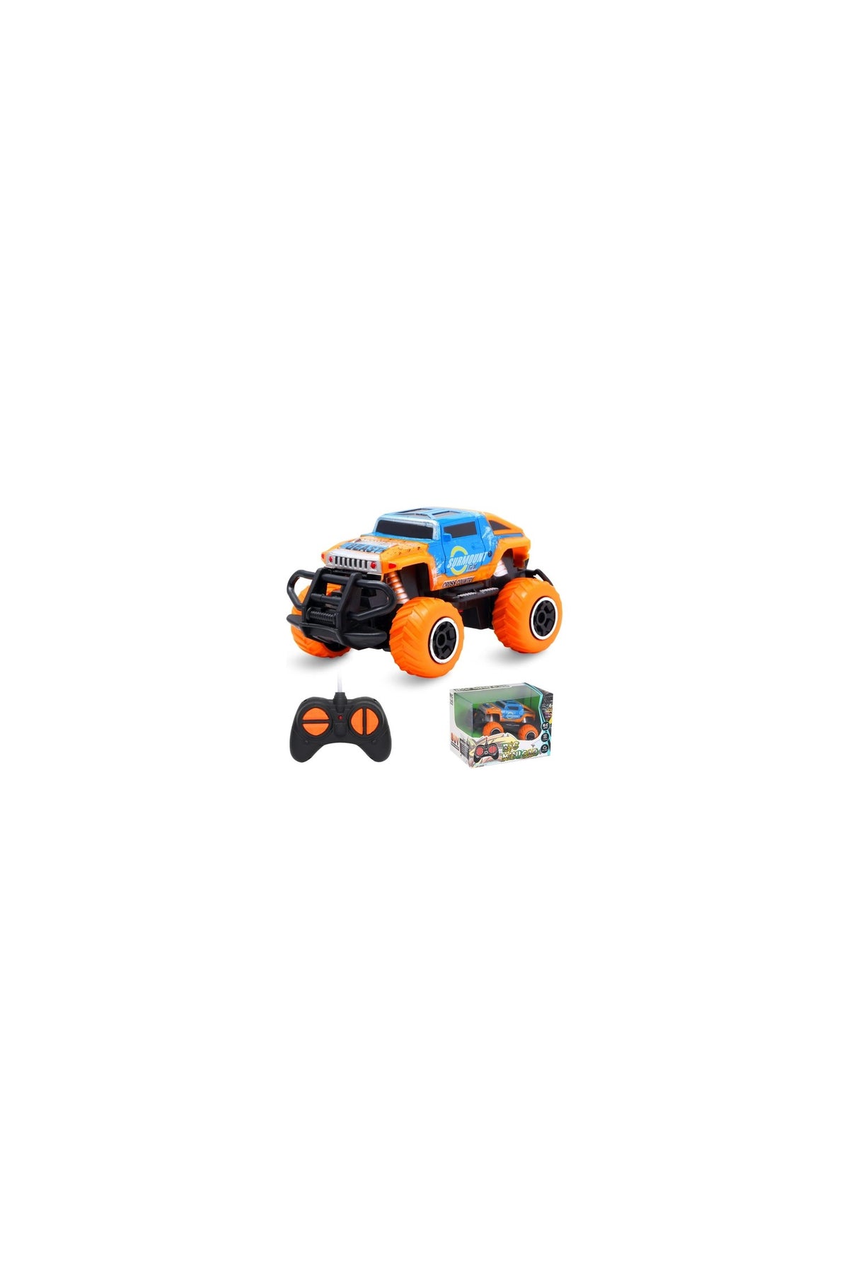 4İ Oyuncak Uzaktan Kumandalı Infinity Işıklı Mini Jeep 14cm  Turuncu - Mavi Renkli Araba 3 - 6 Yaş İçin