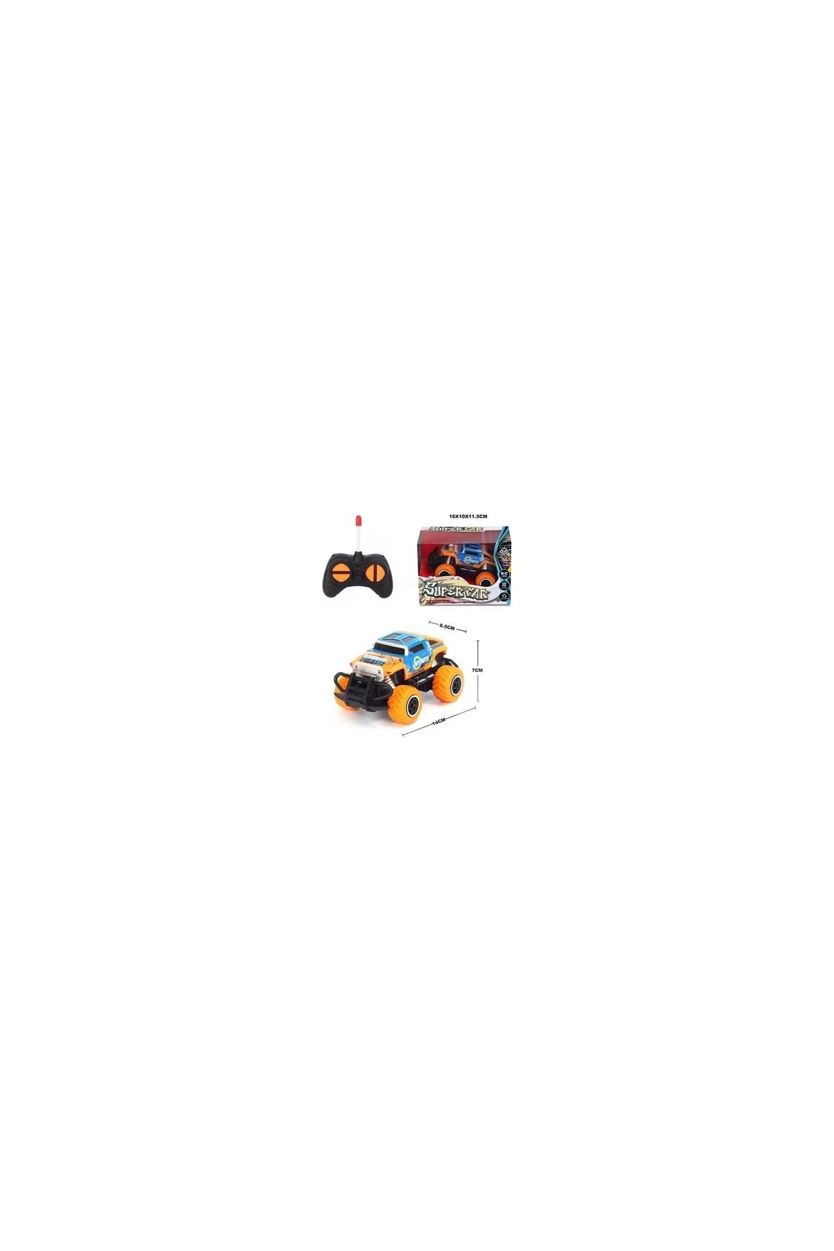 4İ Oyuncak Uzaktan Kumandalı Infinity Işıklı Mini Jeep 14cm  Turuncu - Mavi Renkli Araba 3 - 6 Yaş İçin