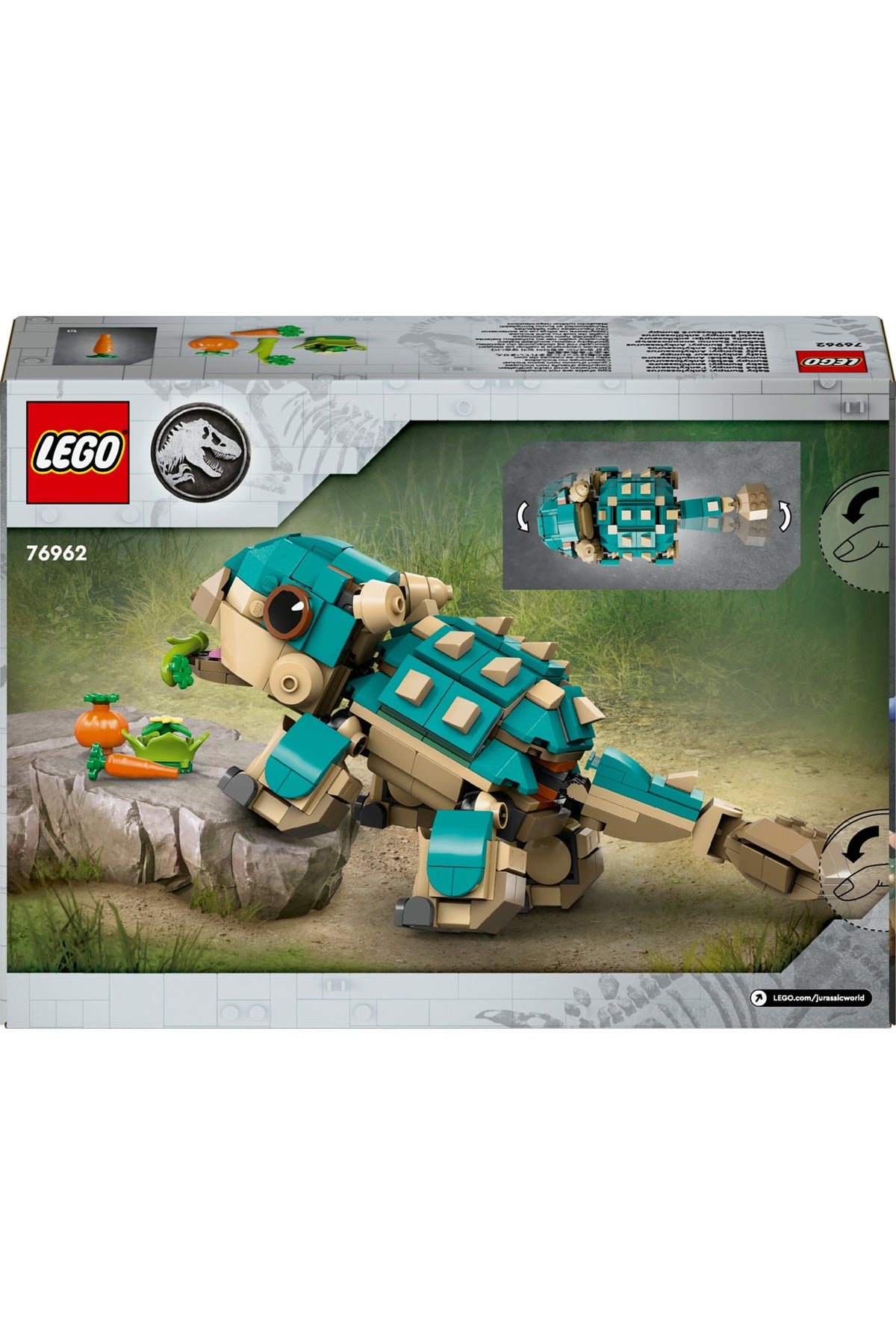 LEGO® Jurassic World Yavru Bumpy: Ankylosaurus 76962 - 7 Yaş & Üzeri Çocuklar için Yaratıcı Oyuncak Dinazor Yapım Seti (