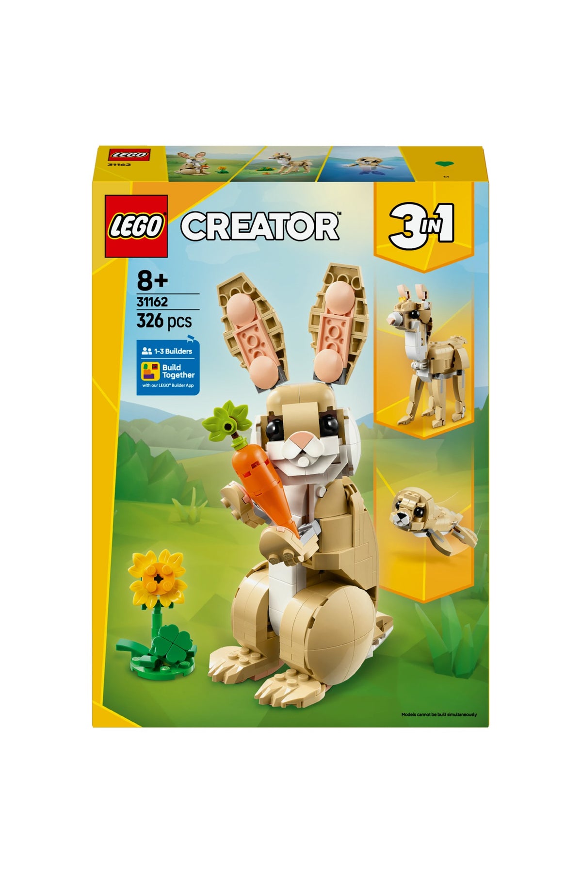 LEGO® Creator 3’ü 1 Arada Sevimli Tavşan 31162 - 8 Yaş & Üzeri Çocuklar için Yaratıcı Oyuncak Yapım Seti (326 Parça)