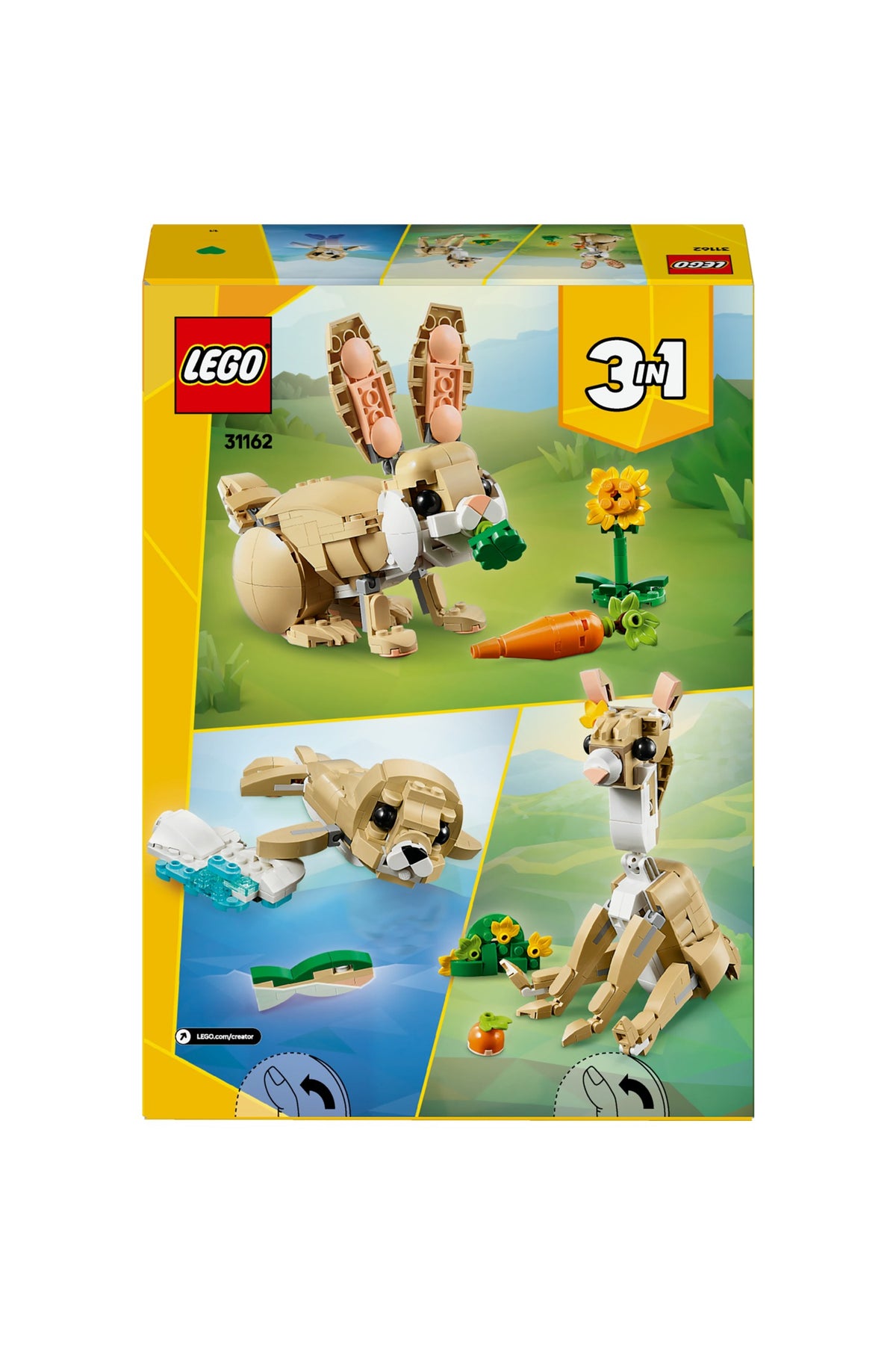 LEGO® Creator 3’ü 1 Arada Sevimli Tavşan 31162 - 8 Yaş & Üzeri Çocuklar için Yaratıcı Oyuncak Yapım Seti (326 Parça)