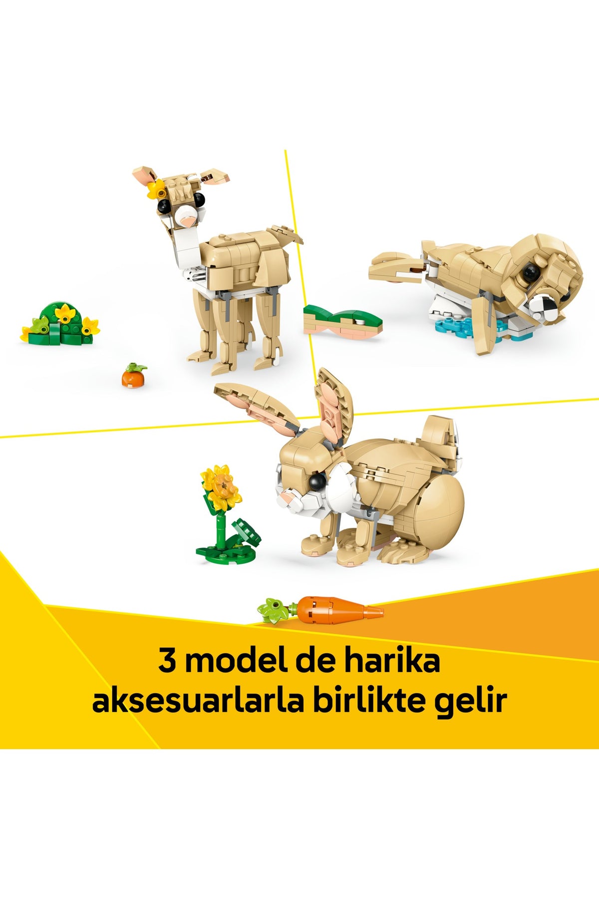 LEGO® Creator 3’ü 1 Arada Sevimli Tavşan 31162 - 8 Yaş & Üzeri Çocuklar için Yaratıcı Oyuncak Yapım Seti (326 Parça)