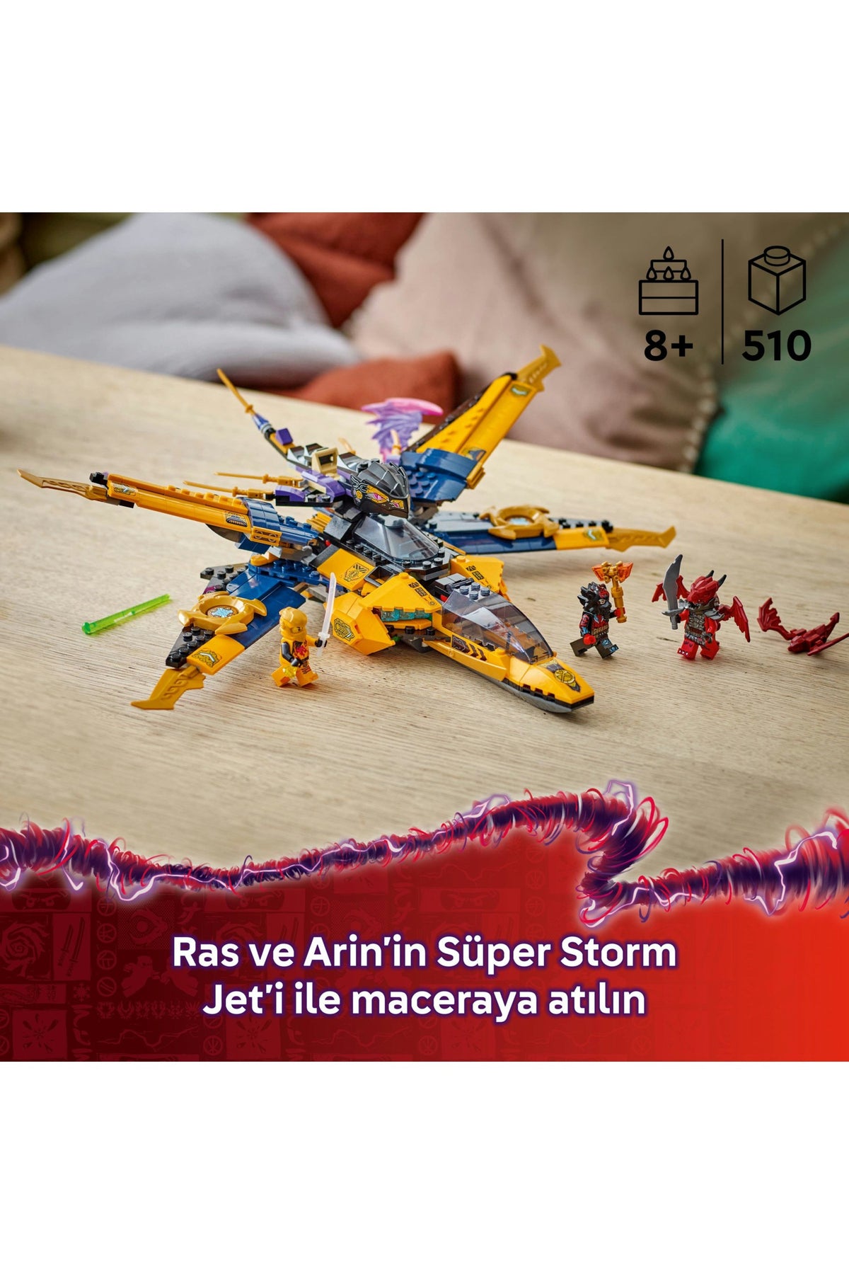LEGO® NINJAGO® 71833 Ras ve Arin'in Süper Fırtına Jeti 71833 510 Parça Yaratıcı Oyuncak Seti Hediyelik