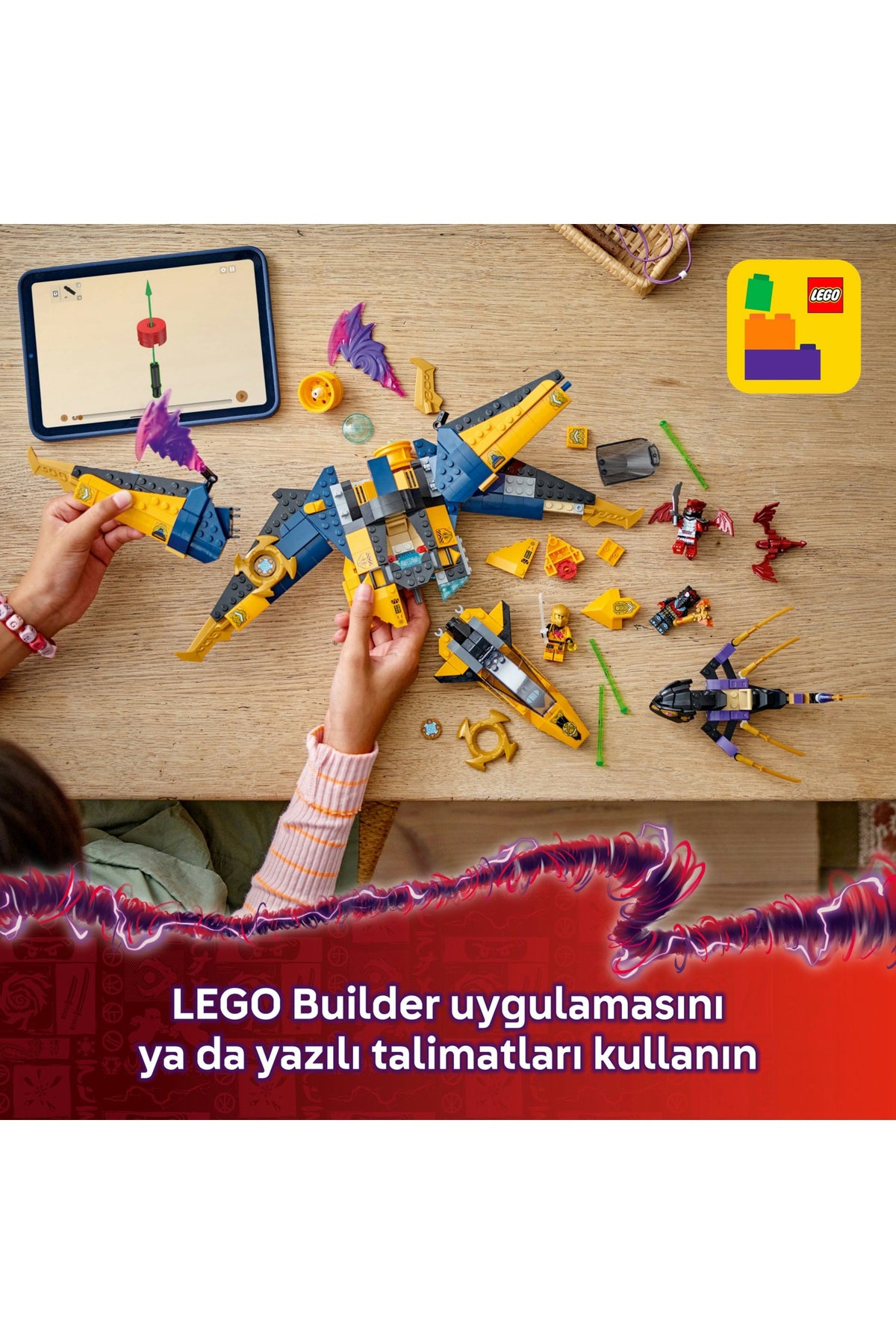 LEGO® NINJAGO® 71833 Ras ve Arin'in Süper Fırtına Jeti 71833 510 Parça Yaratıcı Oyuncak Seti Hediyelik