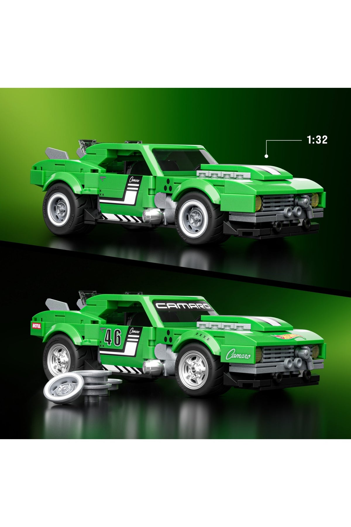 Mattel Brick Shop™ Hot Wheels® Speed Serisi - Custom '68 Camaro® Yapı Oyuncağı Seti (289 Parça), Koleksiyoncular Için JF