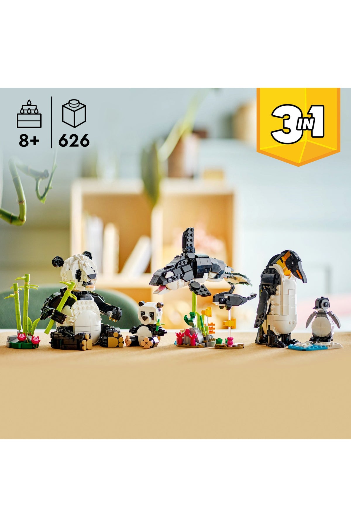 LEGO® Creator 3’ü 1 Arada Vahşi Hayvanlar: Panda Ailesi 31165 - 8+ için Orka veya Penguene Dönüşebilen Oyuncak Yapım Set