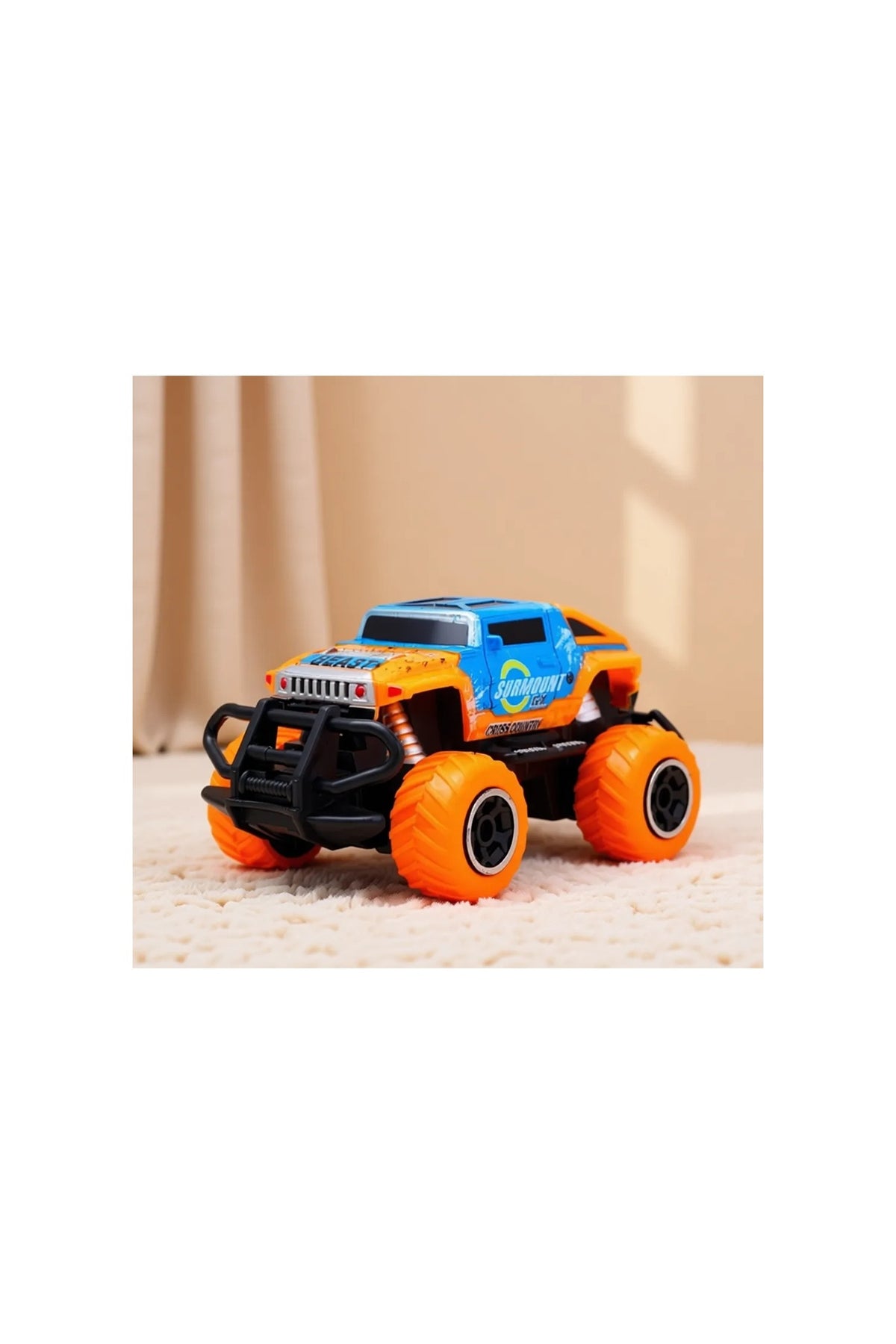 4İ Oyuncak Uzaktan Kumandalı Infinity Işıklı Mini Jeep 14cm  Turuncu - Mavi Renkli Araba 3 - 6 Yaş İçin