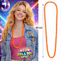 Neon Turuncu Boncuk Kolye 80 cm – Retro 80’ler 90’lar Parti Aksesuarı