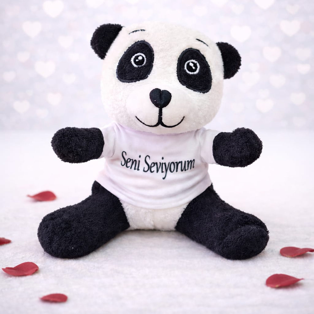 Seni Seviyorum Tişörtlü Sevimli Peluş Panda