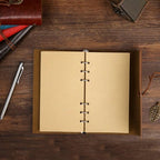 Lacivert Yaprak Desenli Deri Defter