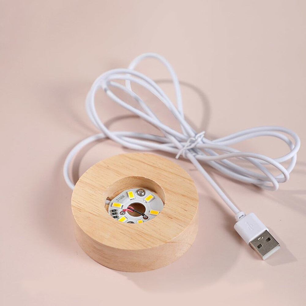 Deniz Anası Tasarımlı Işıklı Cam Küre - Ahşap Standlı - USB Gece Lambası