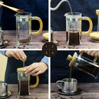 Ahşap Detaylı 350 ml Cam French Press