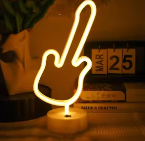Neon Gitar Masa Lambası