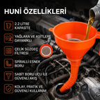 Çelik Süzgeçli Huni - Spiralli ve Sabit Borulu - 2.2 Litre Kapasite
