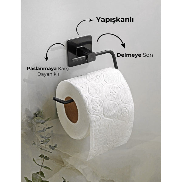 Metal Siyah Tuvalet Kağıtlığı