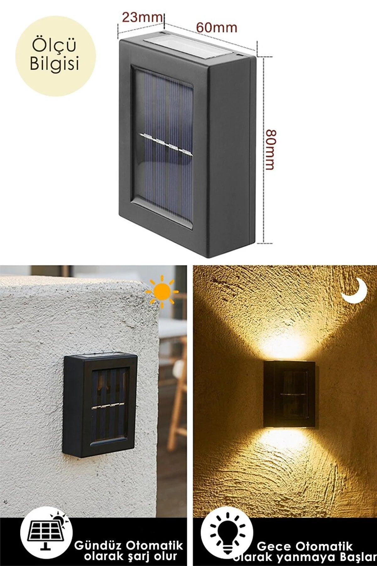 Solar Aplik Çift Taraflı Lamba