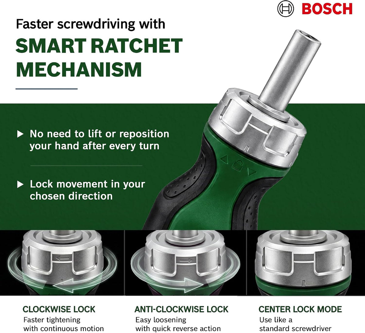 Bosch Cırcırlı Tornavida Seti Değiştirilebilir 6 Uç ile Ergonomik Tasarım ve Yüksek Tork
